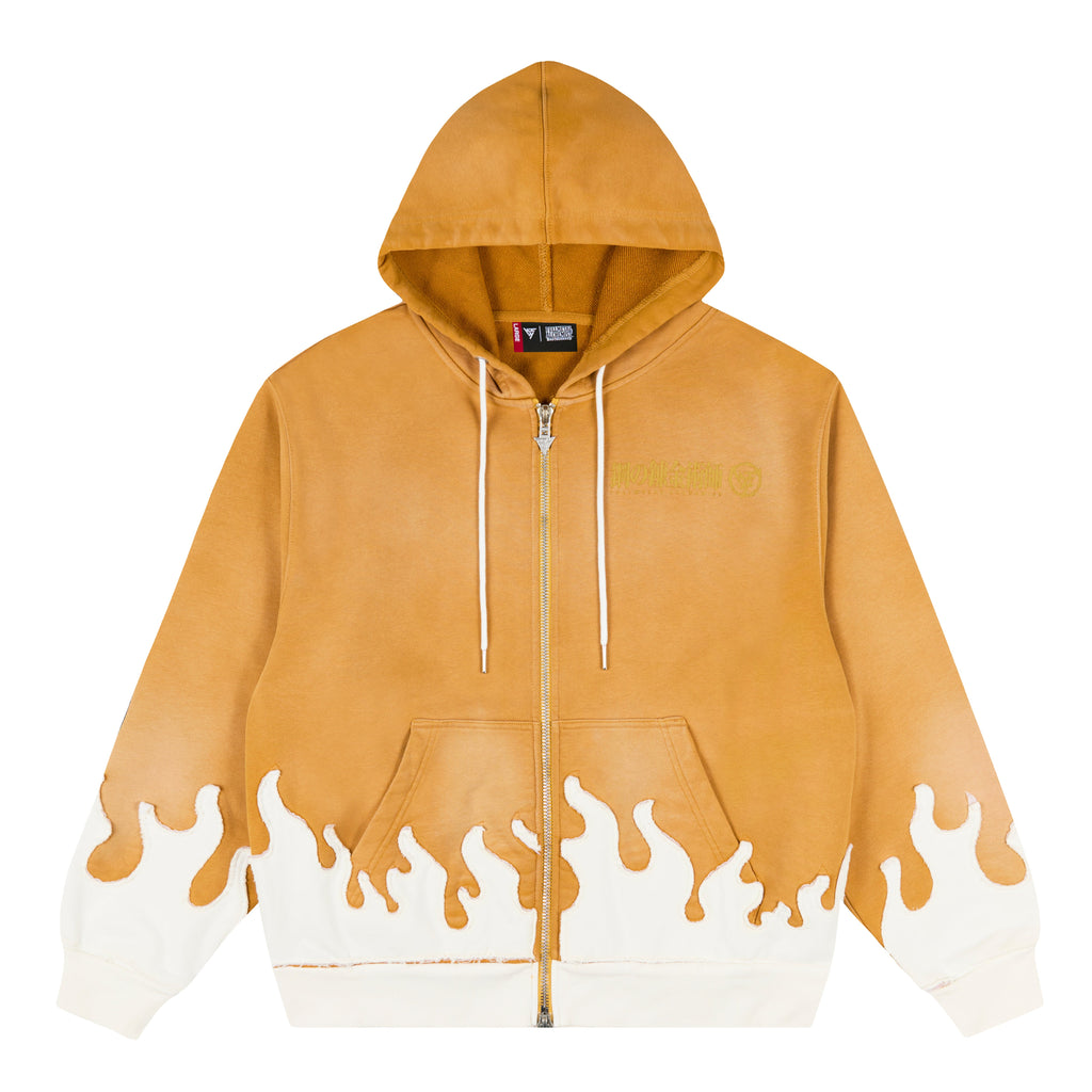 FMAB LING FLAME ZIP UP HOODIE (MUSTARD)