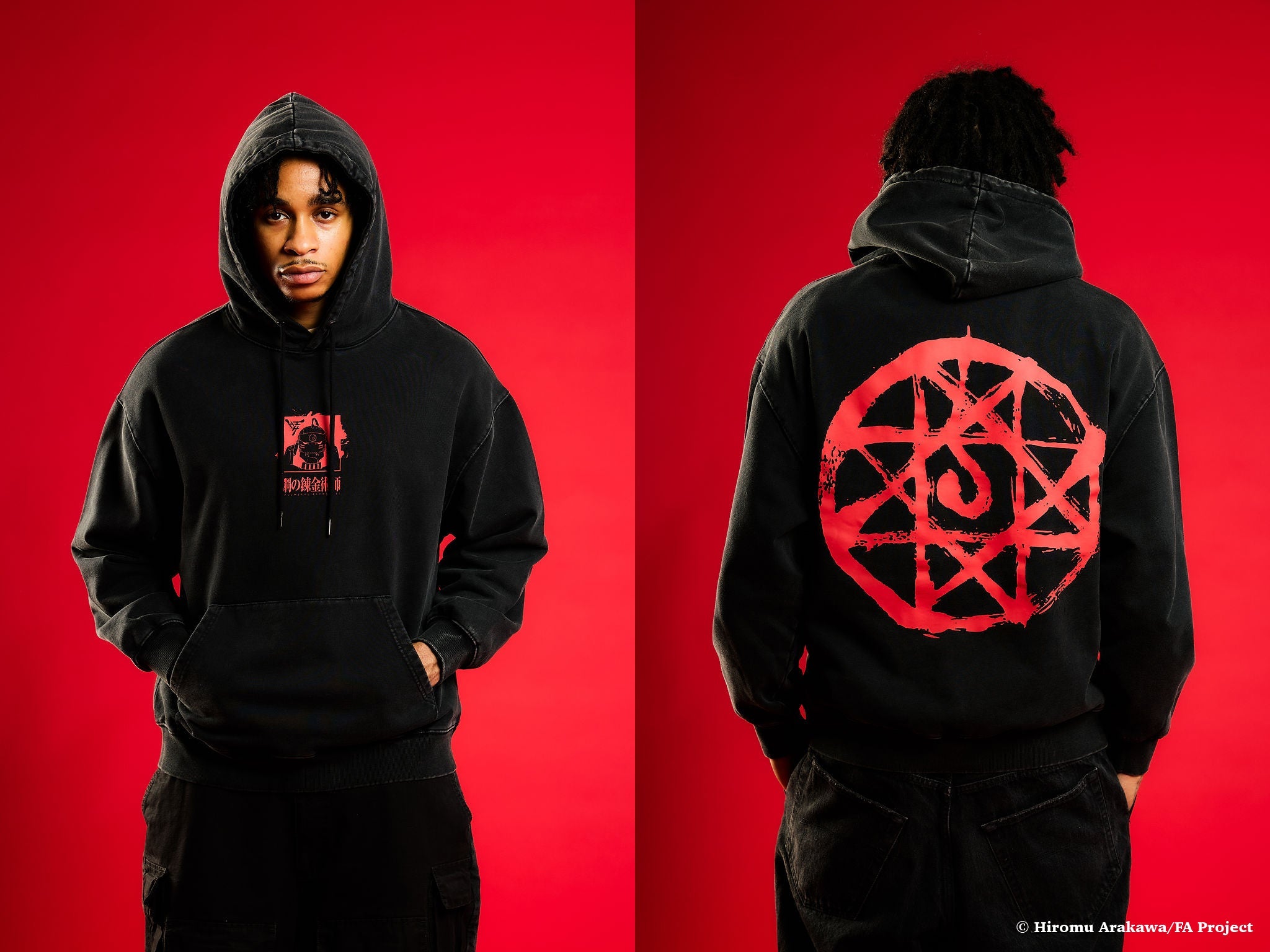 FMAB AL BLOOD SEAL HOODIE (WASHED BLACK)