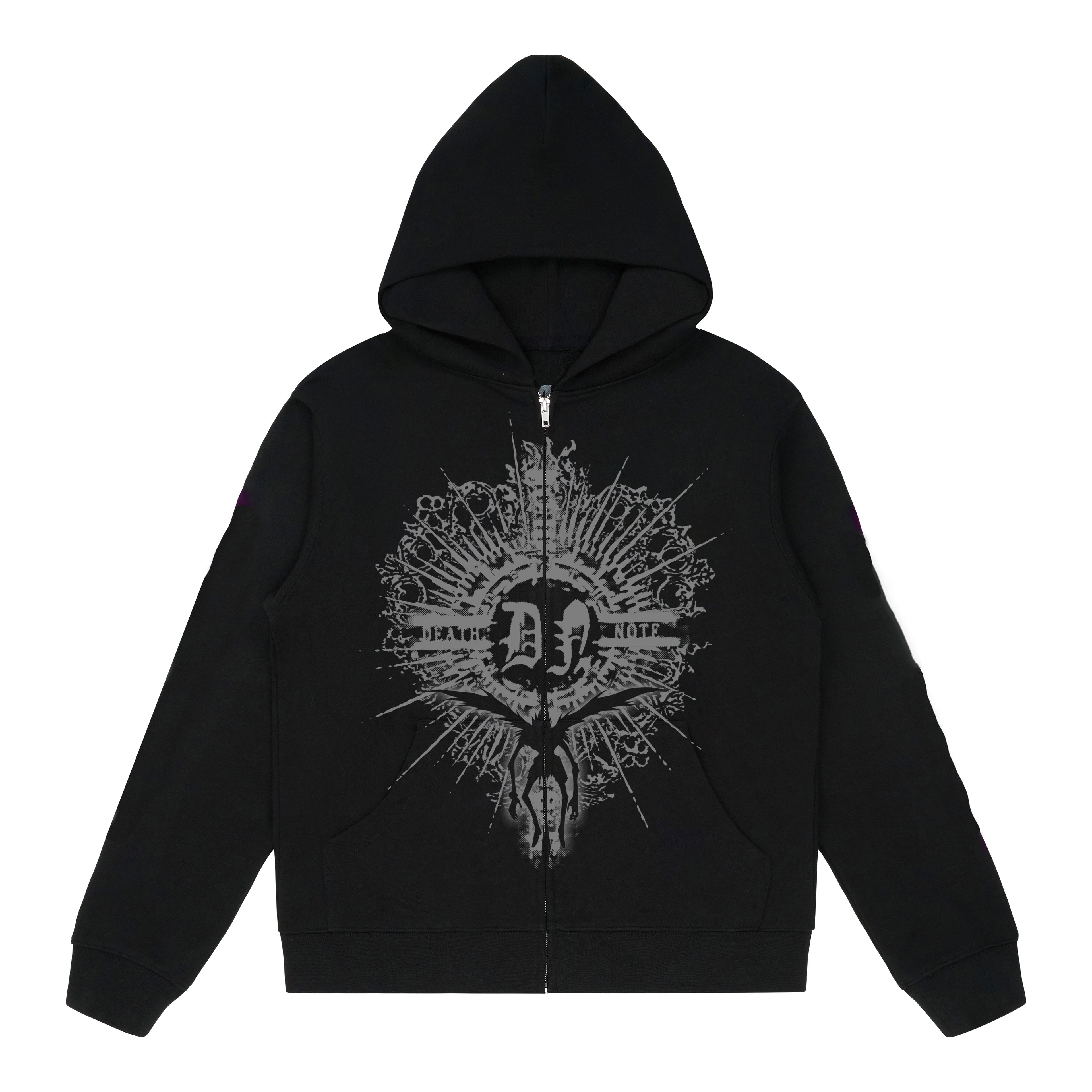 DEATH NOTE FULL PRINT ZIP HOODIE (BLACK)