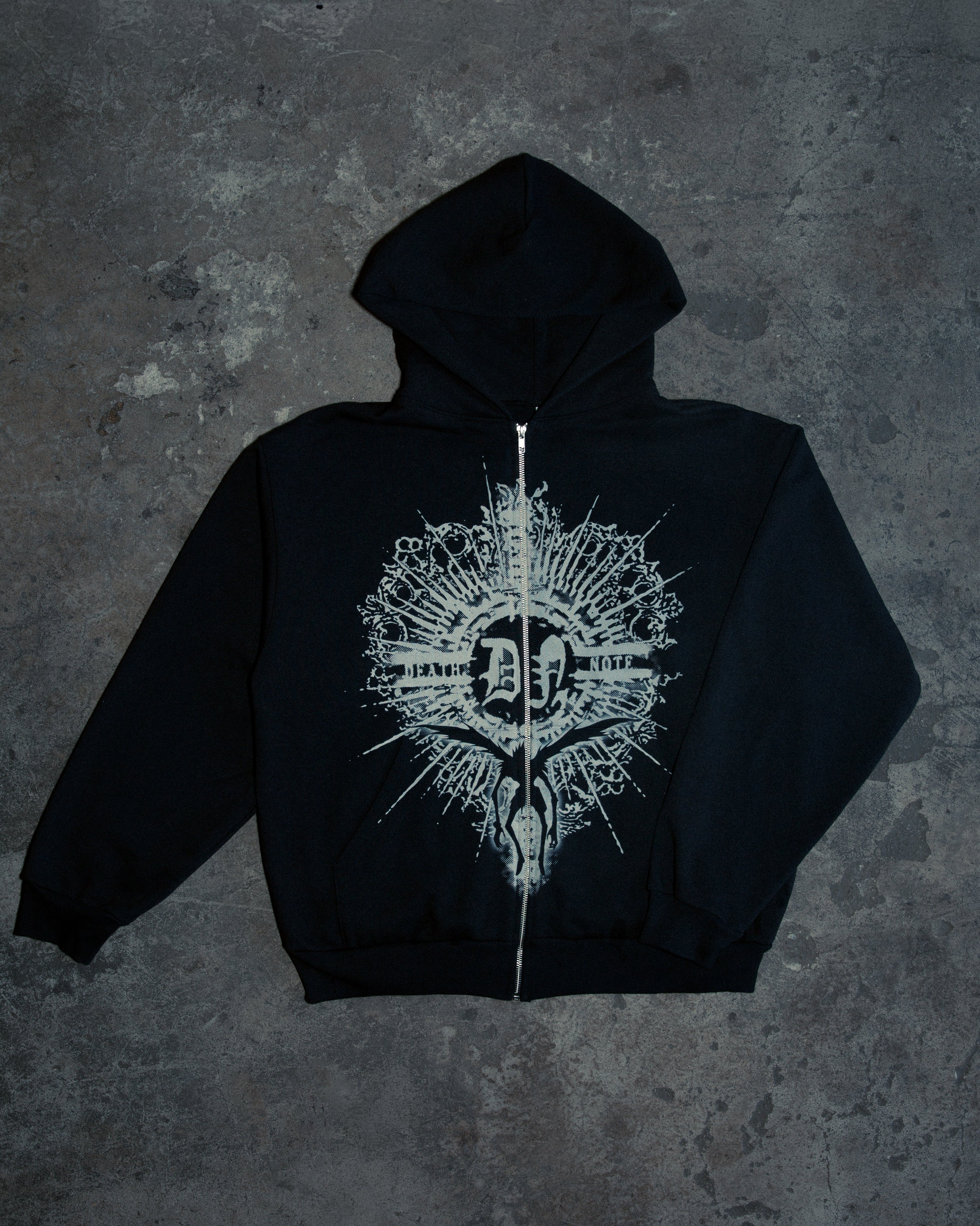 DEATH NOTE FULL PRINT ZIP HOODIE (BLACK)