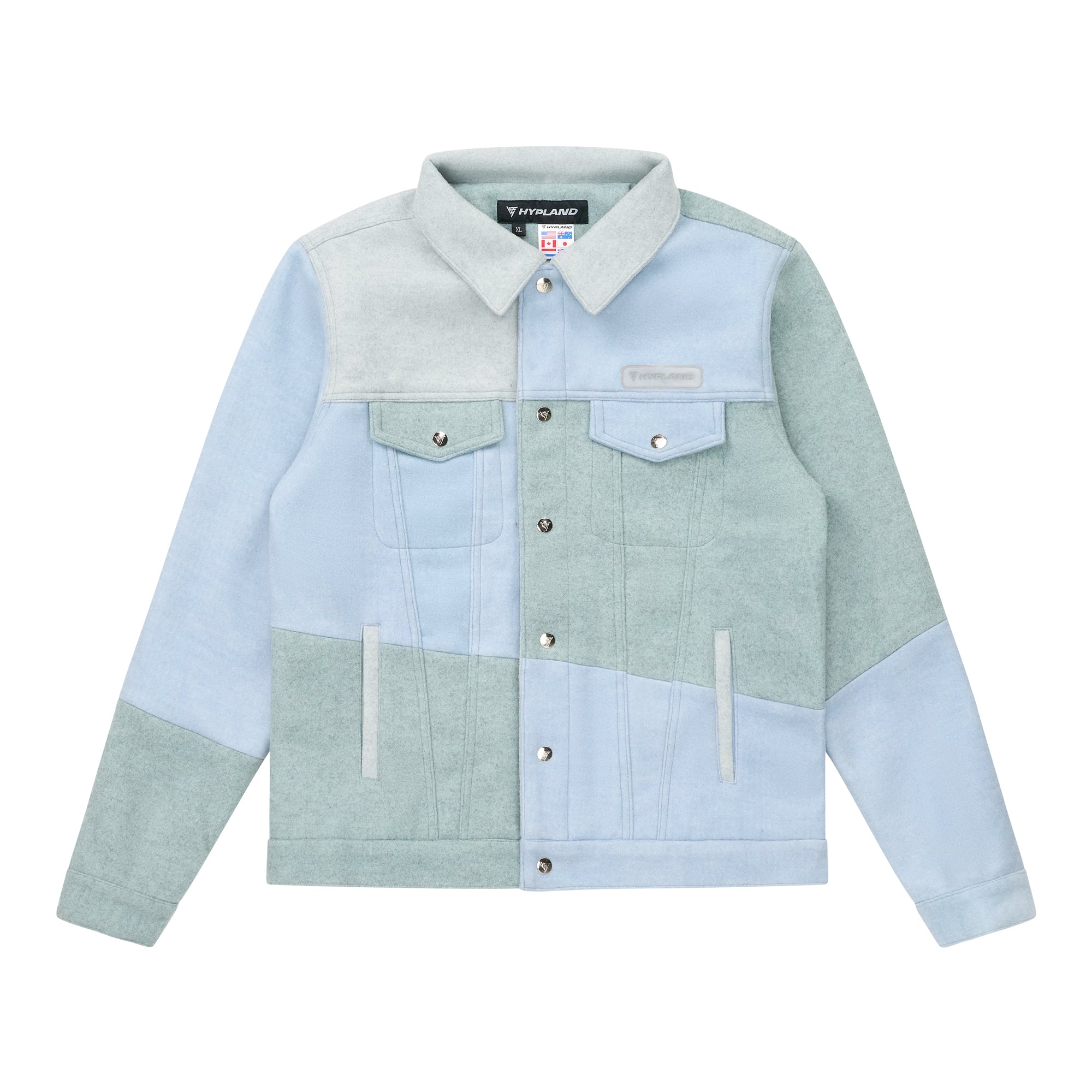 HYPLAND WOOL PATCHWORK TRUCKER JACKET (BLUE)