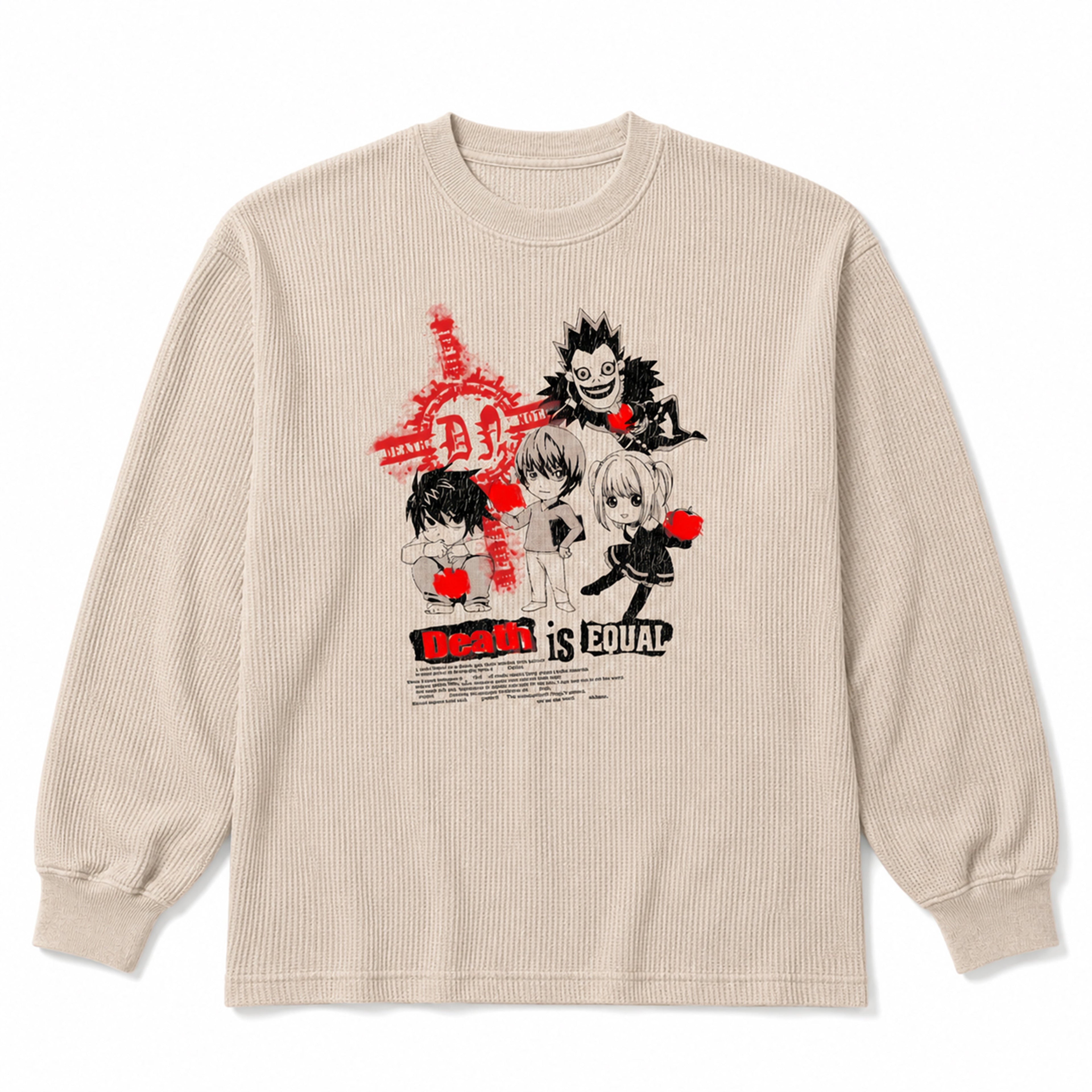 DEATH NOTE CHIBI THERMAL LONG SLEEVE SHIRT (CREAM)