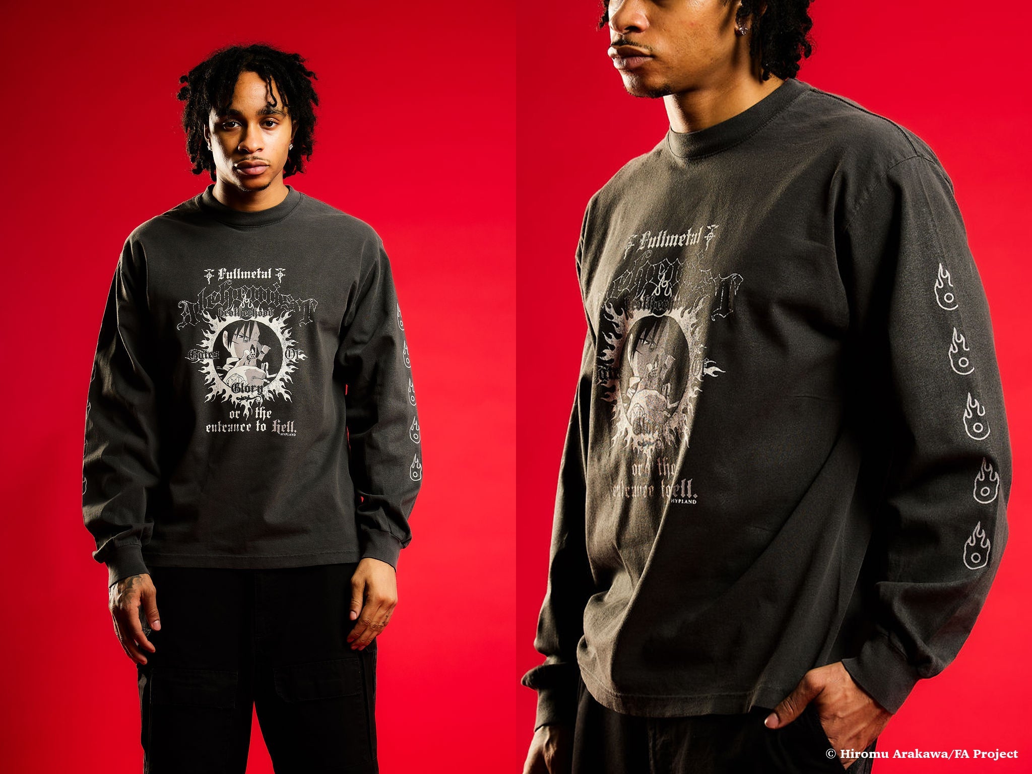 FMAB MUSTANG FLAME LONG SLEEVE SHIRT (VINTAGE GREY)