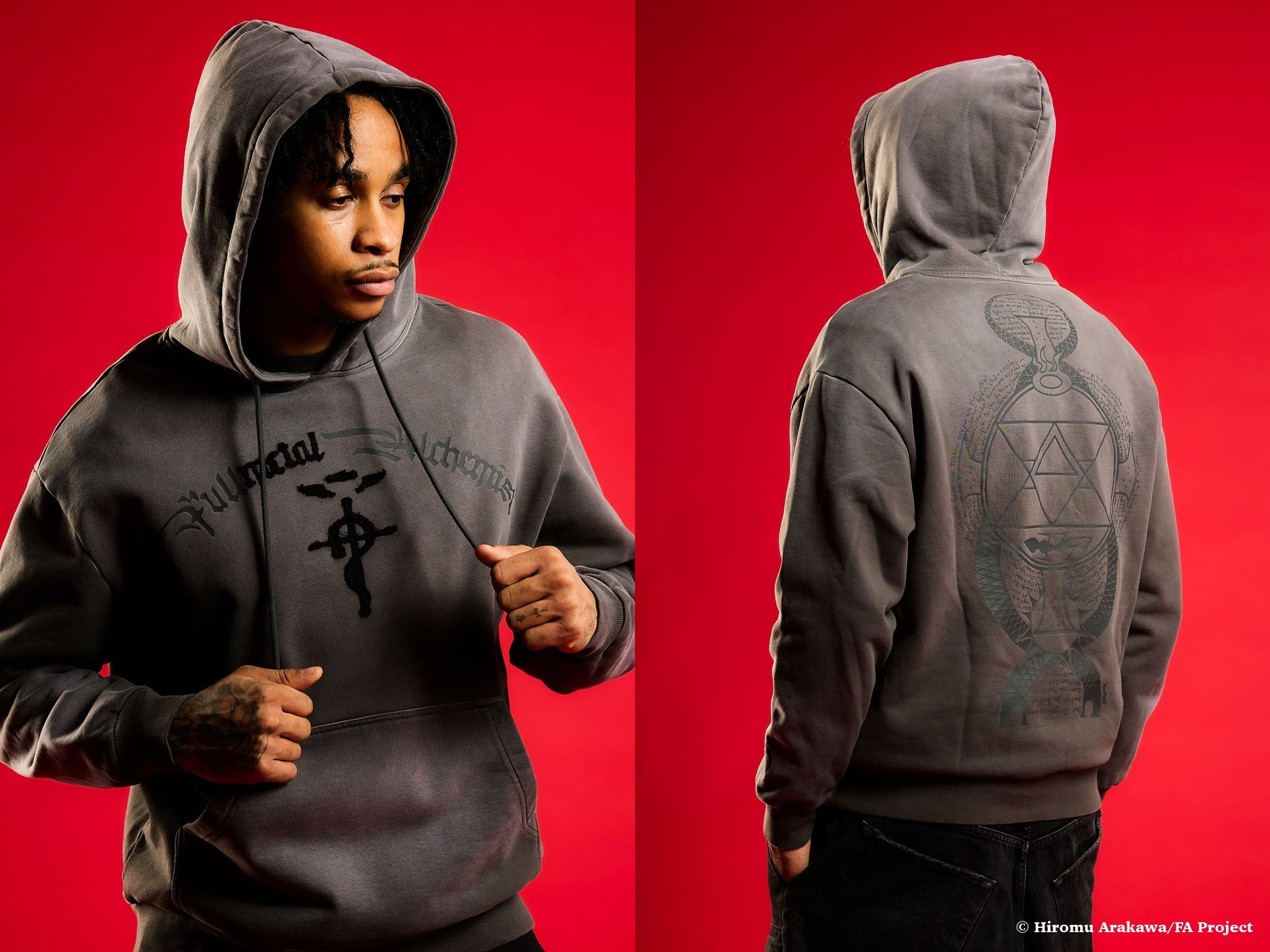 FMAB HAWKEYE TATTOO HOODIE (WASHED GREY)