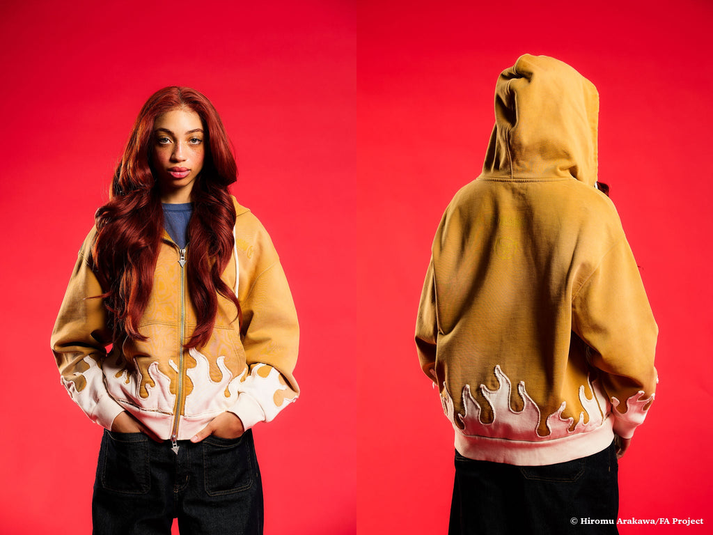 FMAB LING FLAME ZIP UP HOODIE (MUSTARD)